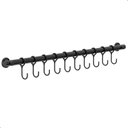 Ver imagem 1 de Porta Utensílios e Talheres 55cm com 10 Ganchos Preto Fs