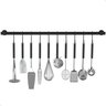 Porta Utensílios e Talheres 55cm com 10 Ganchos Preto Fs - 4