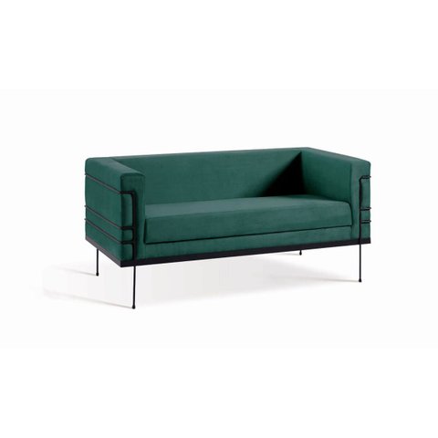 Sofá Le Corbusier 2 Lugares Linho e Veludo Várias Cores - Daf Mobiliário