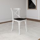 Ver imagem 1 de Cadeira Katrina para Mesa de Jantar Sala e Cozinha em Aço com Assento Corano - Branco/preto