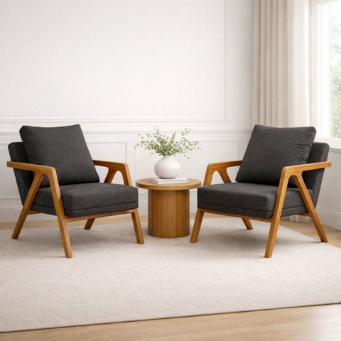 Conjunto 2 Poltronas Decorativa Mona Luxo Sala de Estar e Decoração:cinza Escuro