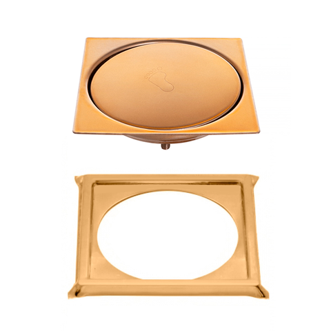 Ralo Click Inteligente P/ Piso + Porta Grelha Dourado 15x15