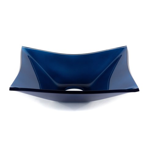 Cuba de Vidro P/ Banheiro Lavabo Retangular + Válvula Click:azul Marine