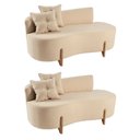 Ver imagem 2 de Kit 02 Sofá Orgânico 2 Lugares c/2 Almofadas Curvo Sala Recepção Boucle Bege - Montanaris Decor