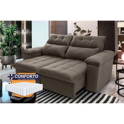 Sofá Retrátil Reclinável Verona 1,80m Suede Velut Molas Ensacadas - King House - 1