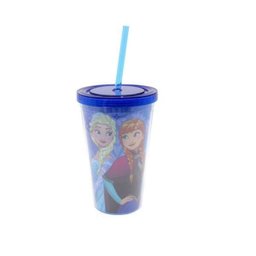 Copo Térmico Com Canudo Ana E Elsa Frozen - 500Ml -10023237 - 2