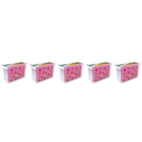 5 Caixas Arquivo Transparentes 6 Pastas Suspensas Coloridas Dellocolor Organizadores Escritório