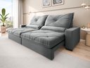 Ver imagem 1 de Sofá Retrátil e Reclinável 2,80m Vogue Veludo Cristal - Netsofas - Cinza
