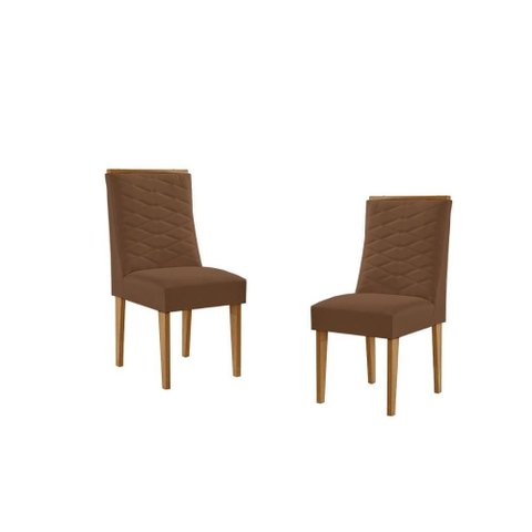 Cadeira Sala de Jantar Maldivas Kit 2 Un Naturalle/suede Marrom - Rufato