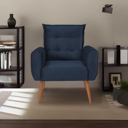 Poltrona Decorativa para Sala de Estar Quarto e Escritorio Dakota Veludo Matrix - Azul - 1