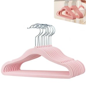 Kit Cabides Infantil Slim de Veludo - Organização Compacta Cor:rosa