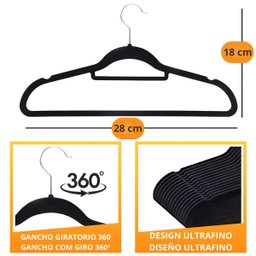 Kit Cabides Infantil Slim de Veludo - Organização Compacta Cor:rosa - 5