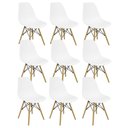 Ver imagem 1 de Kit 9 Cadeiras Charles Eames Eiffel Wood Design Branca Branco