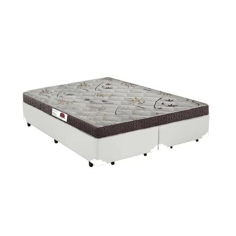 Cama Box  Bipartido Casal Branco + Colchão Espuma D33 138x188x8