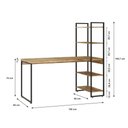 Ver imagem 6 de Mesa com Estante Alta 150x64x147cm com 4 Prateleiras Carvalho/est.preta