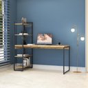 Ver imagem 4 de Mesa com Estante Alta 150x64x147cm com 4 Prateleiras Carvalho/est.preta