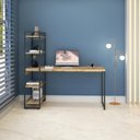 Ver imagem 1 de Mesa com Estante Alta 150x64x147cm com 4 Prateleiras Carvalho/est.preta