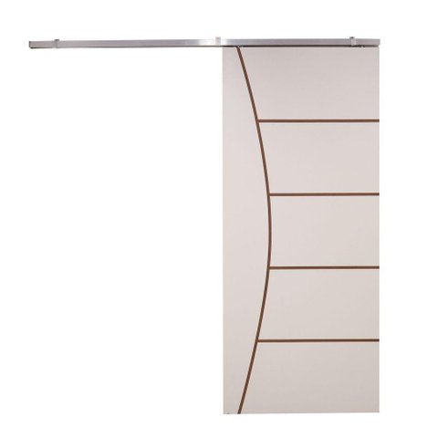 Porta de Correr Branco Prime Frisada Kit Alumínio F10 - 210x100