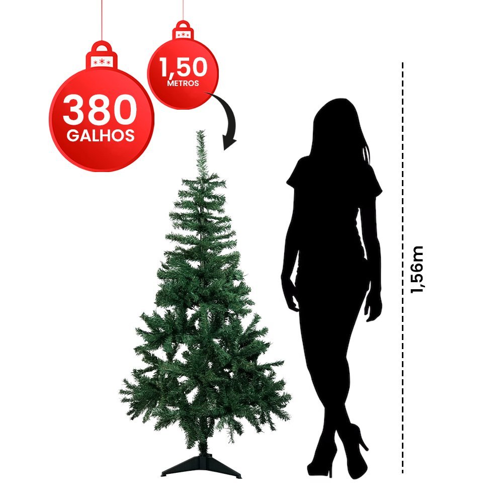 Árvore de Natal Luxo 1,50 Altura Base Pvc 380 Galhos - 5