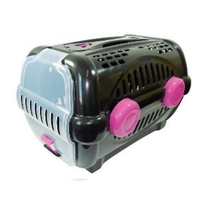 CAIXA DE TRANSPORTE LUXO FURACÃO PET BLACK COM ROSA - N01