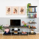 Ver imagem 1 de Rack de Tv Industrial 1,50m e Estante Torre Slim Tabaco e Branco