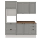 Ver imagem 2 de Cozinha Modulada 100% MDF 3 Peças com Torre Quente e Tampo Iluminata Cinza/Branco/Fendi/Ébano
