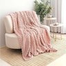 Cobertor Coberta Queen 2,40x2,20 Manta Ultrasoft Alto Relevo Extra Macia Blush Rosa - 100% Polié - 2