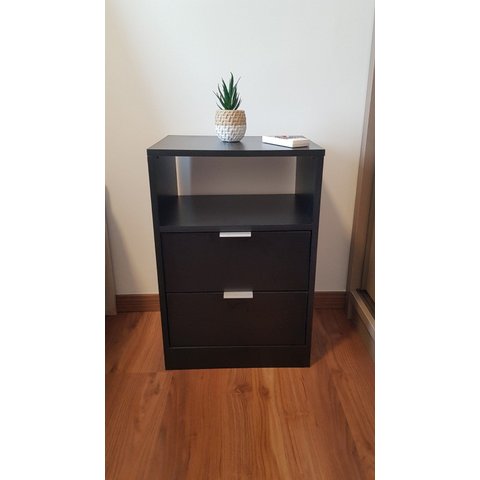 Mesa de Cabeceira 60x40cm (Montada) Black com Duas Gavetas 100% MDF - Fl Decor