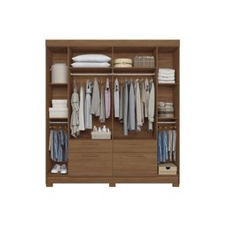 Guarda Roupa Casal 6 Portas e 4 Gavetas C/ Pés Guarapuava 6.4 Jatoba/areia - Santos Andirá - 5