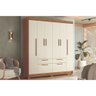 Guarda Roupa Casal 6 Portas e 4 Gavetas C/ Pés Guarapuava 6.4 Jatoba/areia - Santos Andirá - 1