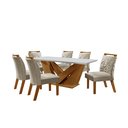 Ver imagem 3 de Conjunto Sala de Jantar Mesa Tampo em MDF/Vidro e 6 Cadeiras Apolo Chanfro Premium Yescasa