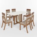 Ver imagem 5 de Conjunto Sala de Jantar Natali 6 Lugares Tampo em Vidro Caramelo e Creme 160cm Móveis Henn