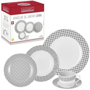 Aparelho de Jantar de Porcelana Luana Hauskraft com 20 Pecas