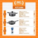 Ver imagem 3 de Caçarola Turim Alumínio Chumbo Antiaderente 2,8l + Faqueiro Ipanema Azul 24pc + Wok Loreto 3,3l