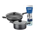 Ver imagem 1 de Caçarola Turim Alumínio Chumbo Antiaderente 2,8l + Faqueiro Ipanema Azul 24pc + Wok Loreto 3,3l