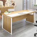 Ver imagem 1 de Mesa de Escritório Diretor com Caixa de Tomadas e Porta Objetos 180cm Corporate Macadâmia e Branco Marrom