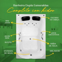 Banheira Dupla Esmeraldas Completa com Hidro em Acrílico - 1.80x1.20x0.41 - 127v - 7