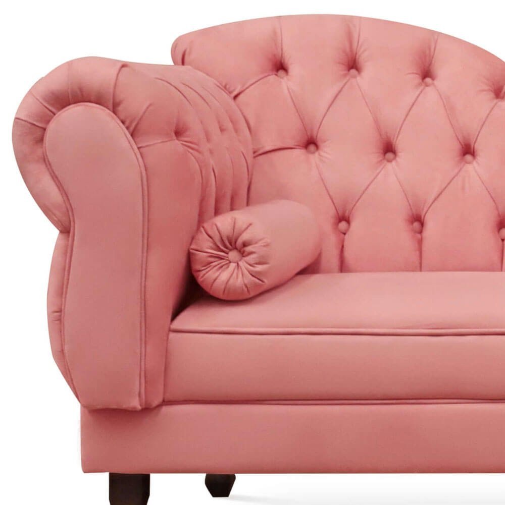 Recamier Divã Cancun 185cm com Capitonê - Direita Suede:rosa - 2