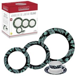 Aparelho de Jantar de Porcelana Folhas Hauskraft com 20 Peças - 1 Aparelho de Jantar de Porcelana Folhas Hauskraft com 20 Peças - 1