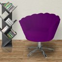 Ver imagem 4 de Poltrona Decorativa Pétala Base Giratória Metal Suede Roxo Ms Decor