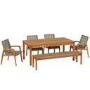 Ver mais imagens de Mesa de Jantar com Banco de Madeira 180cm e 04 Cadeiras Trammare C07 Corda Verde Oliva - Lyam Decor