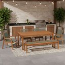 Ver imagem 1 de Mesa de Jantar com Banco de Madeira 180cm e 04 Cadeiras Trammare C07 Corda Verde Oliva - Lyam Decor