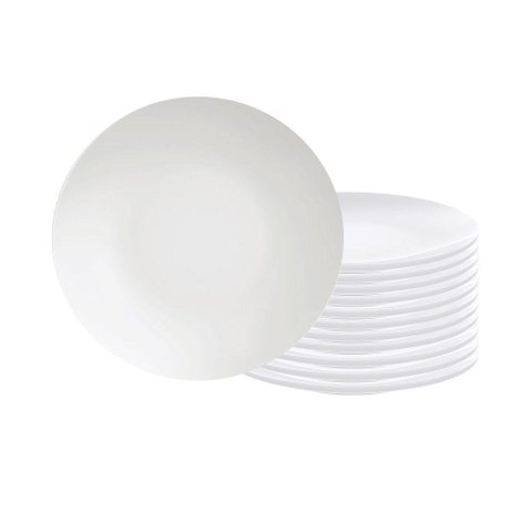 Conjunto de Pratos Sobremesa Leonora 12 Peças em Porcelana Branca 19 Cm - Tramontina 96010206