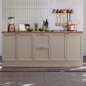 Kit de Cozinha Olívia 2 Balcões com Tampo Poliman Móveis