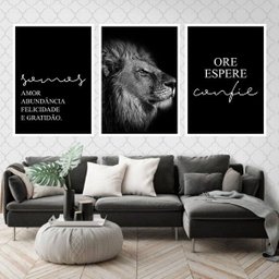 Kit 3 Quadros Decorativos Somos Amor - Leão - 1