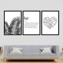 Ver imagem 1 de Kit 3 Quadros Decorativos Significado Lar - Coração