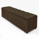 Ver imagem 1 de Recamier Baú para Cama Casal com Gaveta Paris 1,50m Estofado Retro Premium Decorativo Cor Marrom