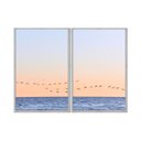 Ver imagem 1 de Kit 02 Quadros Decorativos - Lindos Passaros Mar Ceu Alaranjado Flnt061 - Tela Canvas - 40x60cm