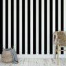 Papel de Parede Listrado Preto e Branco -3,00x0,50m - 2