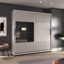 Ver imagem 1 de Guarda Roupa Casal com Espelho 237cm 2 Portas 100% Mdf Cor:cinza